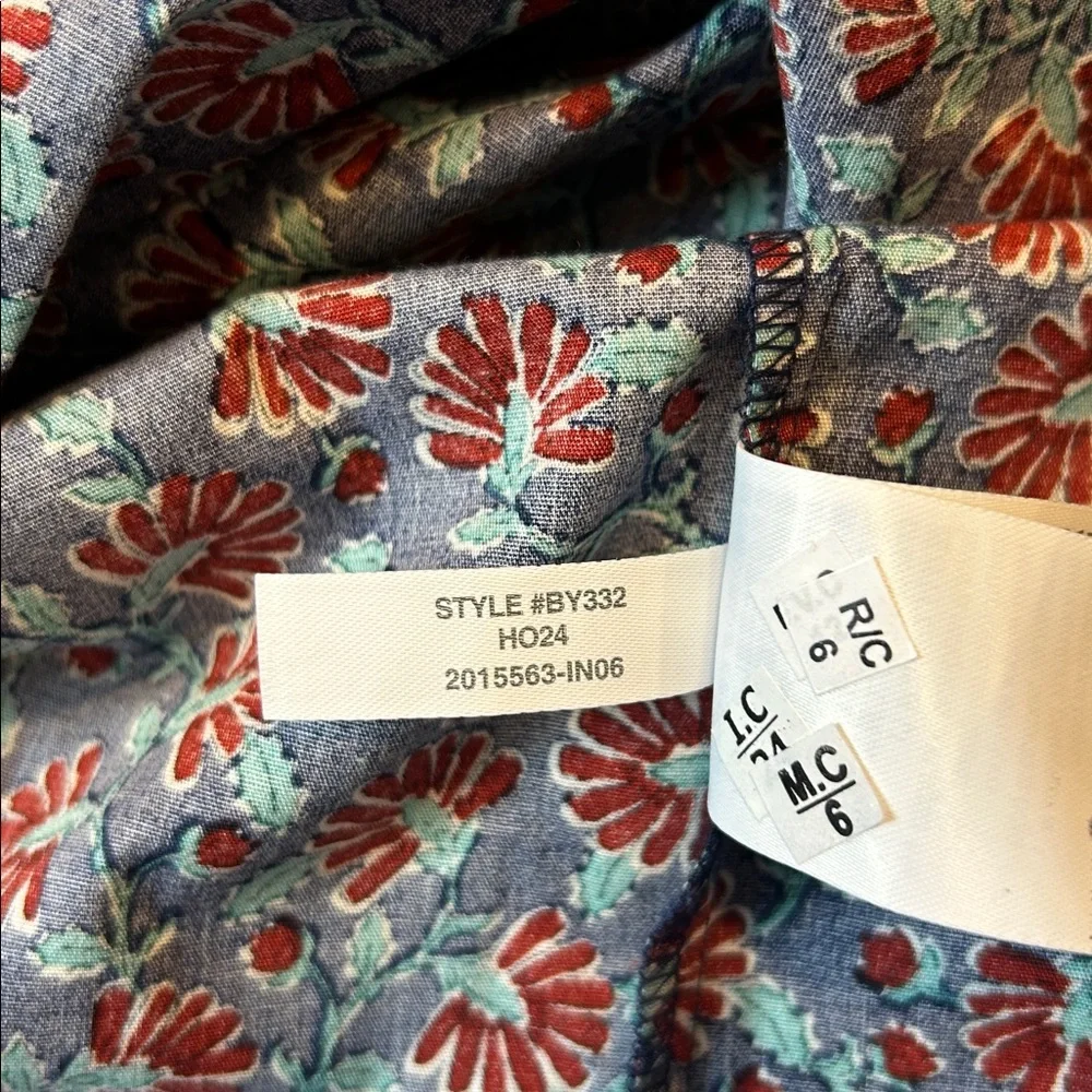 J. Crew Smocked-Neck Print Top